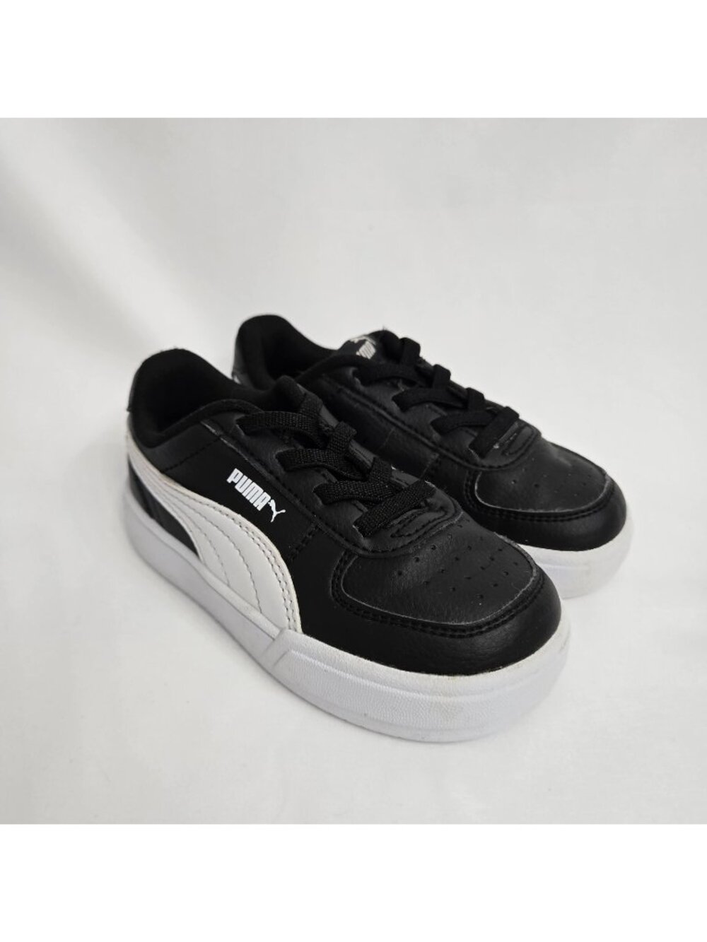 PUMA Leather 382058-02 Caven AC Inf Shoes Black & White Kids Size 9C Infant